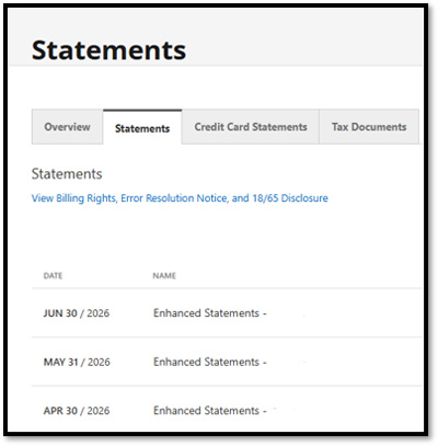 Accessing Statements on Desktop Step 2