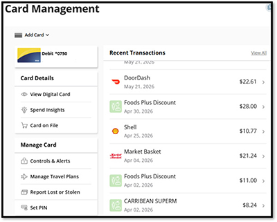 Manage Debit Card on Desktop Step2