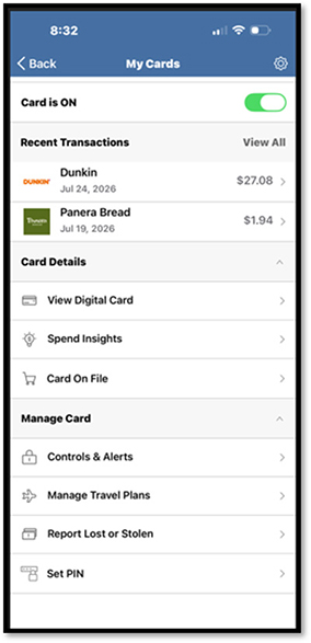 Manage Debit Card on Mobile Step 3
