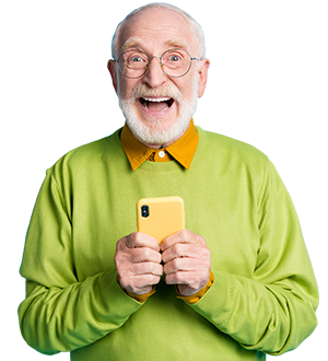 Man using a telephone