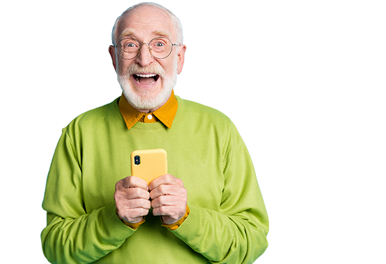Man using a telephone