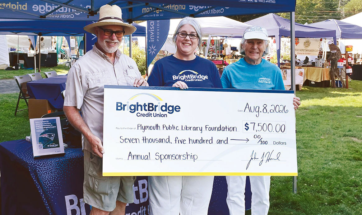 BrightBridge Credit Union Renews Support of Plymouth Public Library Foundation with $7,500 Donation