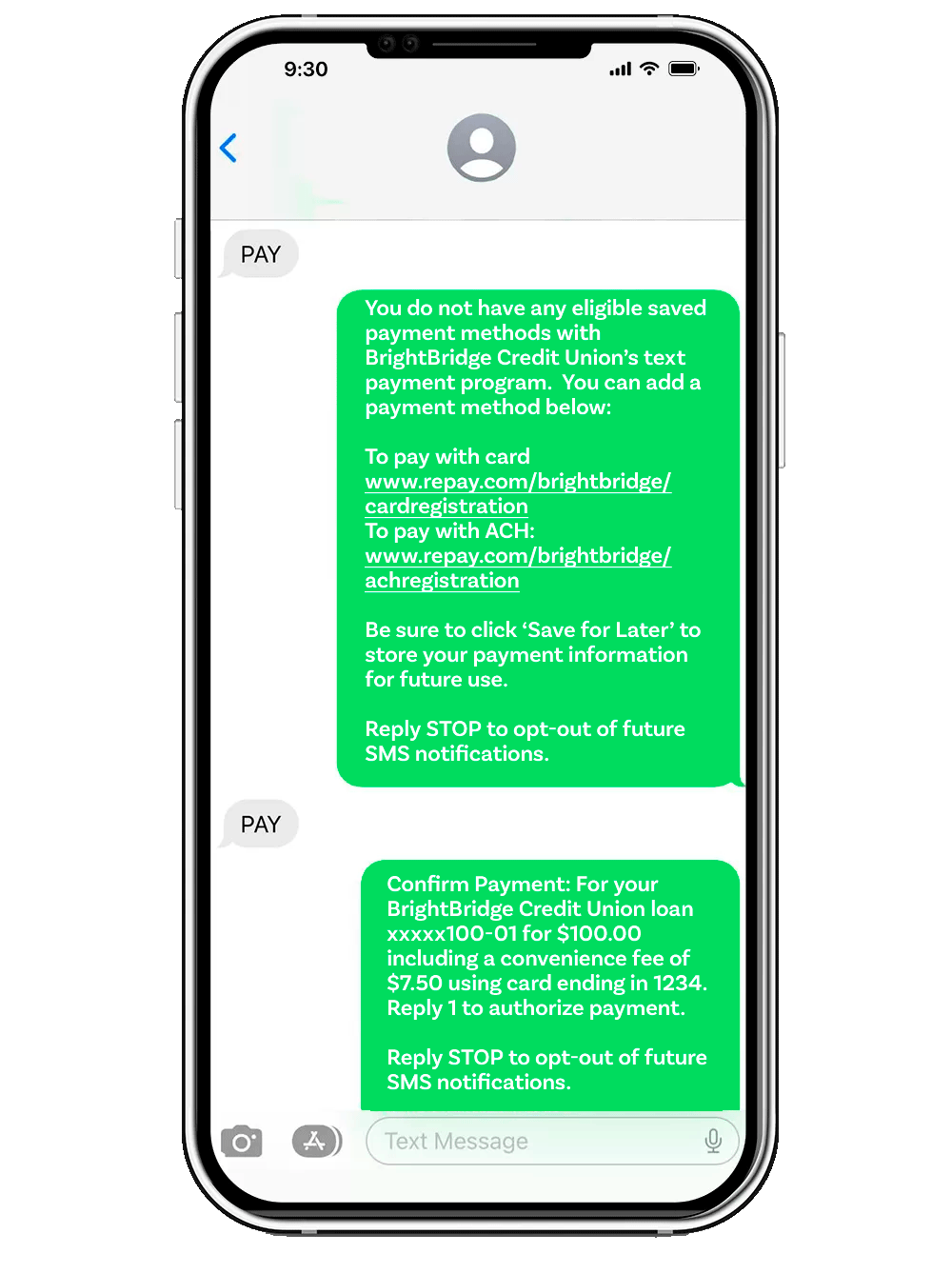 Text to Pay Payment method set up