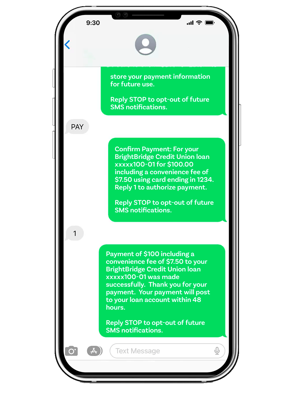 Text to Pay Payment Confirmation and authorization